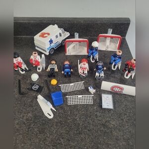 NHL Playmobil Lot Of Figures/pieces/zamboni